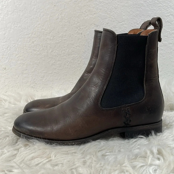 FRYE MELISSA CHELSEA Pull Up Leather Boots Size 7.5 - Picture 2 of 11